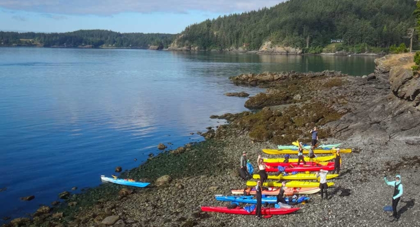 adults escape the daily grind on kayaking trip
